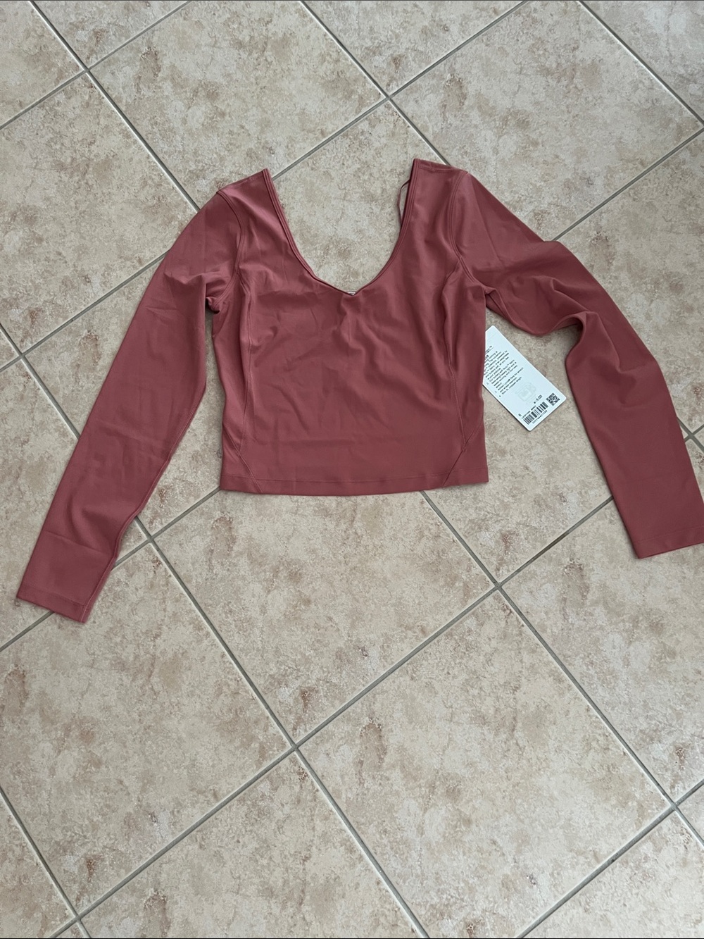lululemon athletica Long Sleeve V-Neck Crop Top - Rosewood